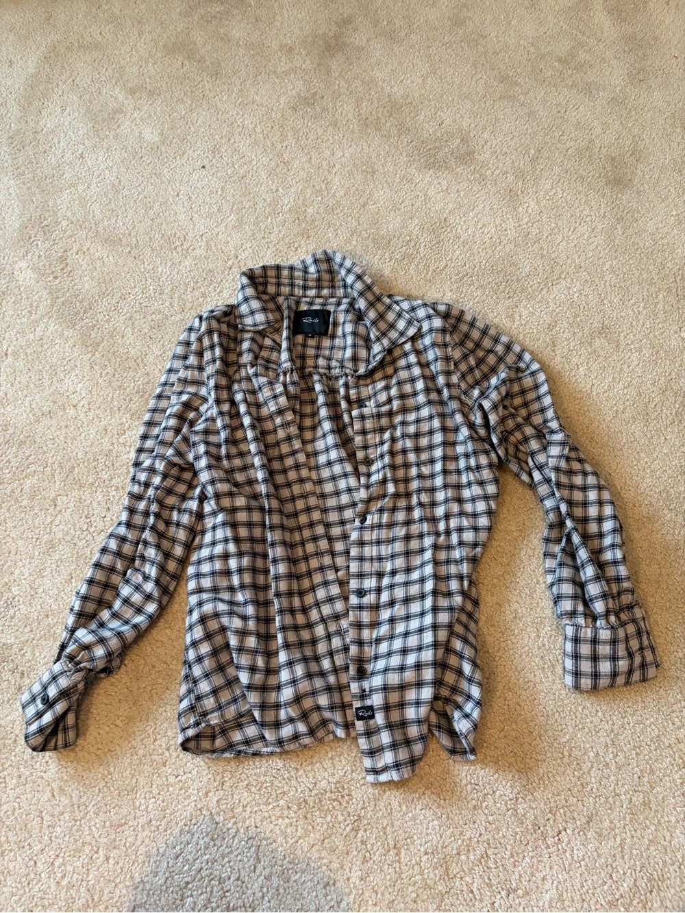 Rails Plaid Button-Front Shirt in Beige and Black